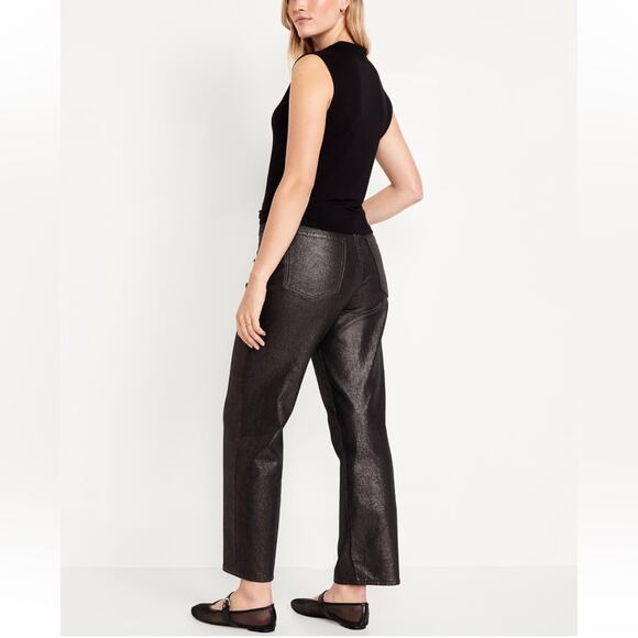 Old Navy black shine High-Waisted Shine OG Loose Jeans - Picture 6 of 14